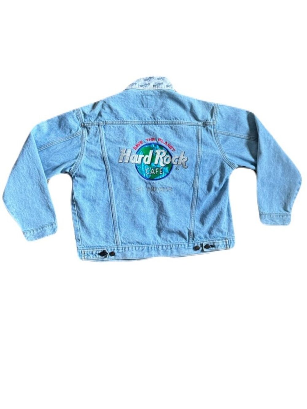 Hard Rock Cafe St. Thomas Save The Planet Denim Jean Jacket Size Medium